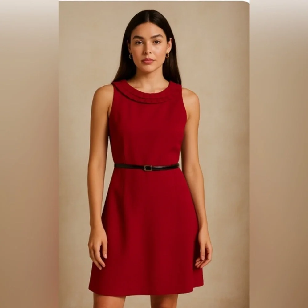 Kate Spade Raspberry Silk Blend Fit & Flare Belted Sleeveless Dress 4 GUC #1670